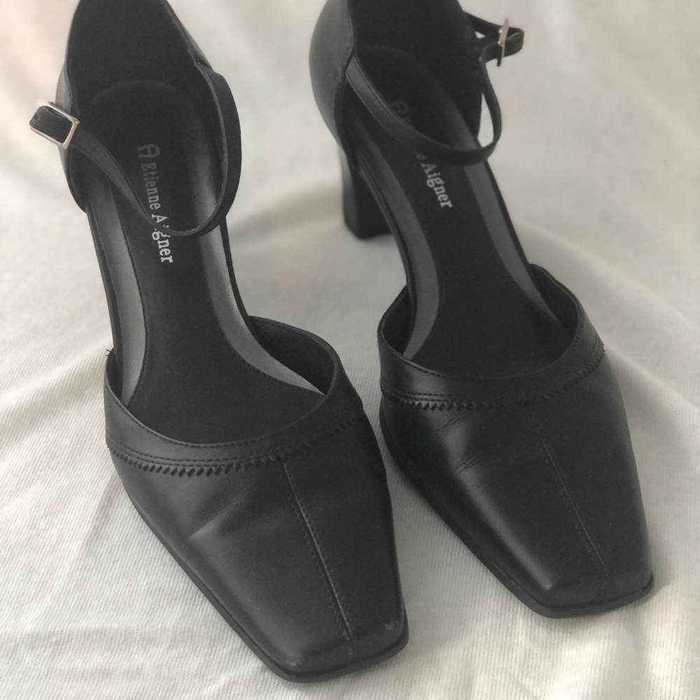 Women’s Etienne Aigner Black Leather 2 Inch Heel